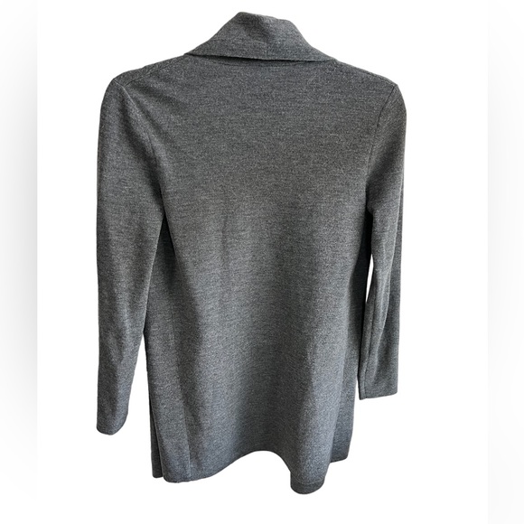 Theory Grey Trincy Evian Wool Draped Open Front Cardigan Size Small P - Picture 6 of 8